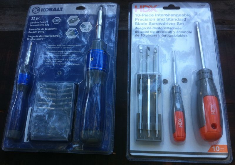 Two screwdriver sets in packages