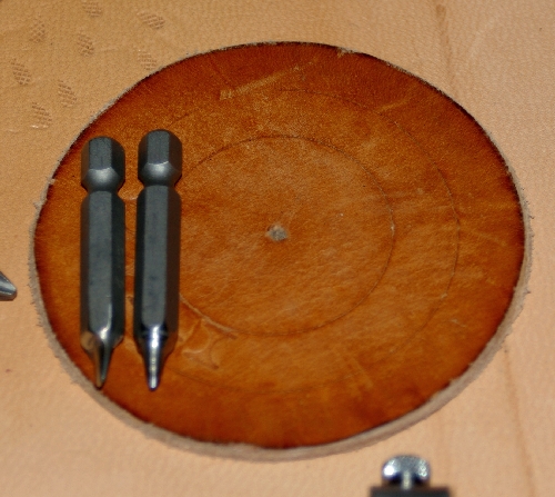 Circles cut and marked by divider